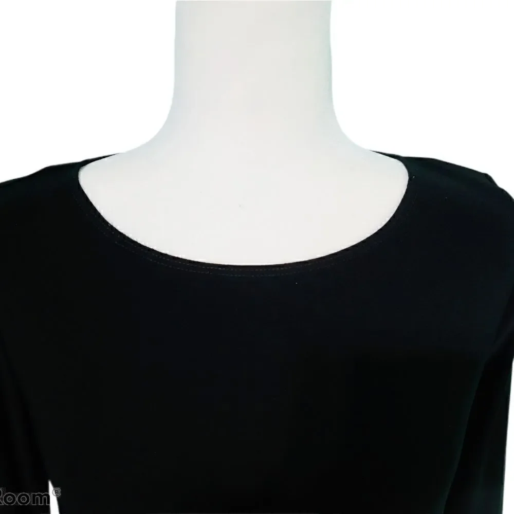 Tiana B. Jewel Embellished Black Shift Dress Crew Neck Long Sleeve Women Size 8P - Picture 4 of 12